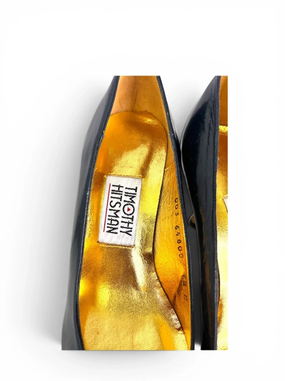 The Architecture Pump | Timothy Hitsman Navy Leather and Gold Sculptural‎ Heels